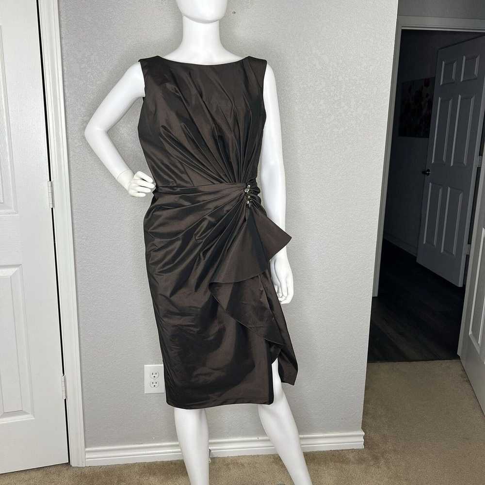 Tadashi Shoji Size 10 Metallic Brown Sheath Dress… - image 2