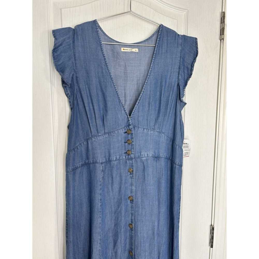 Marine Layer Womens Camila Midi Dress Chambray XL… - image 3