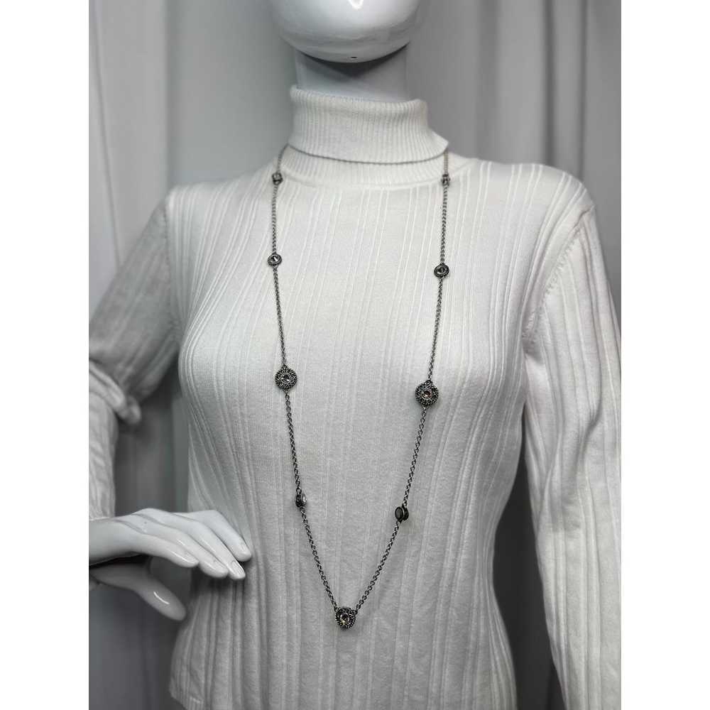 Chico's silver tone necklace signed costume jewel… - image 3