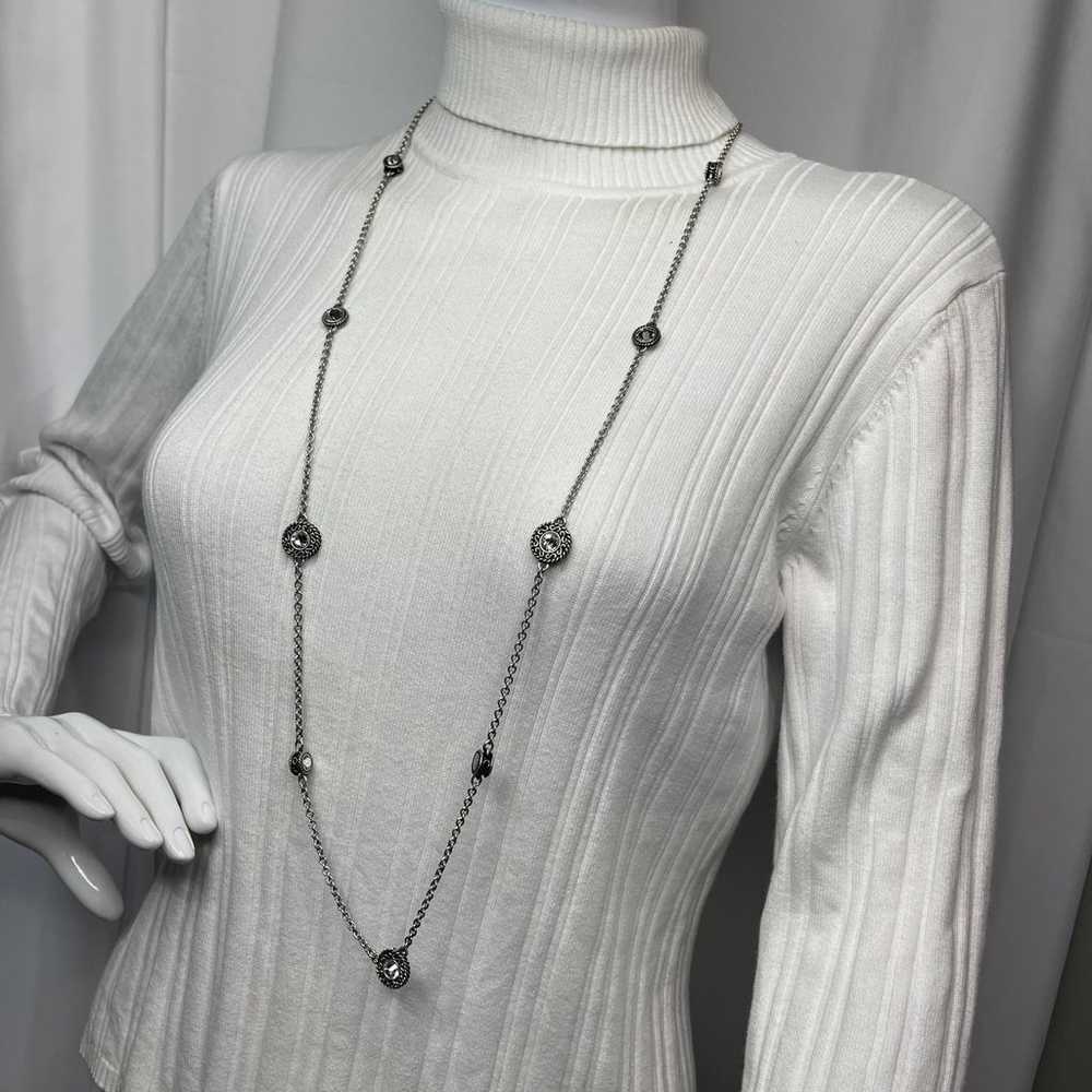 Chico's silver tone necklace signed costume jewel… - image 9