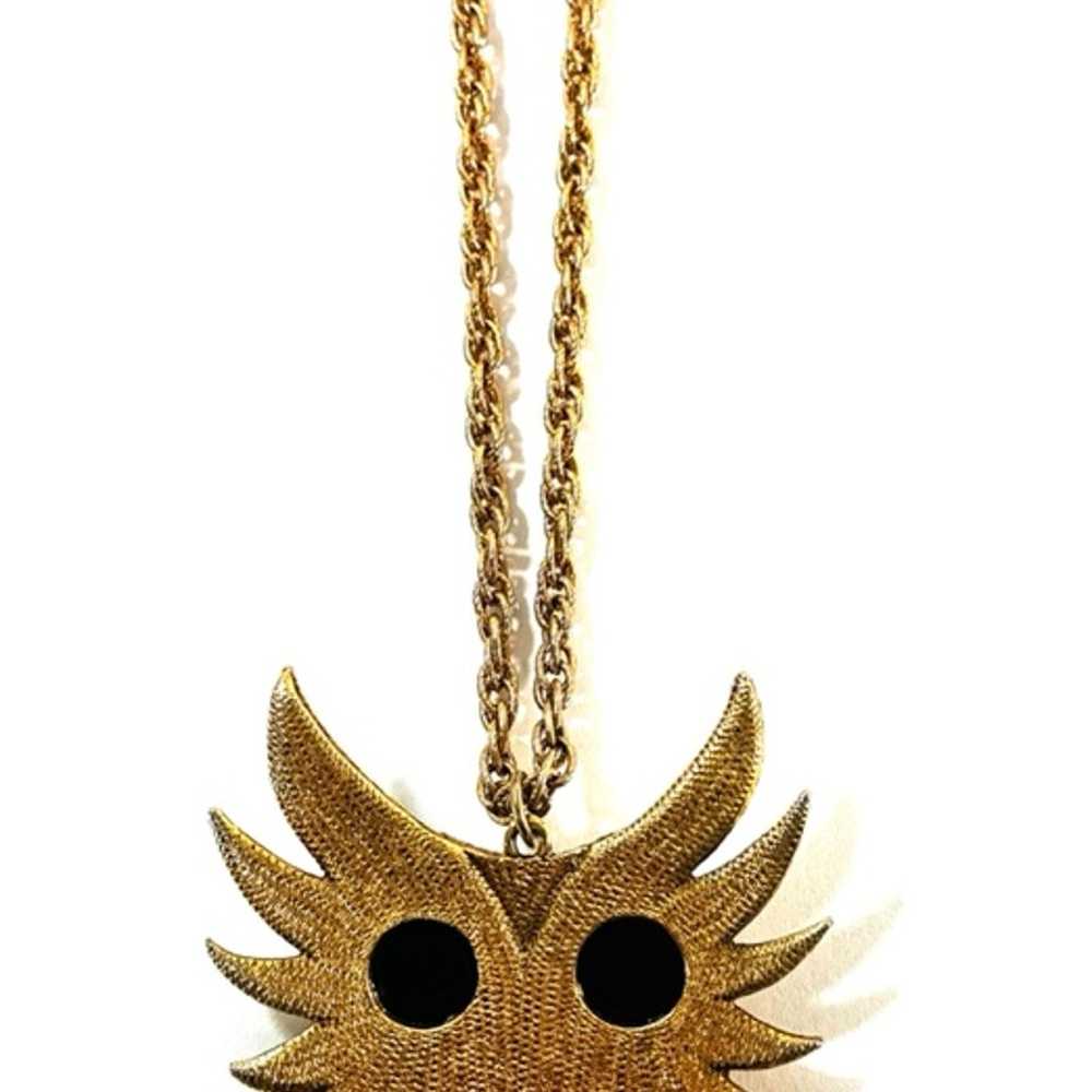 Vintage Owl Necklace 70s Statement Hippie Boho Hu… - image 4