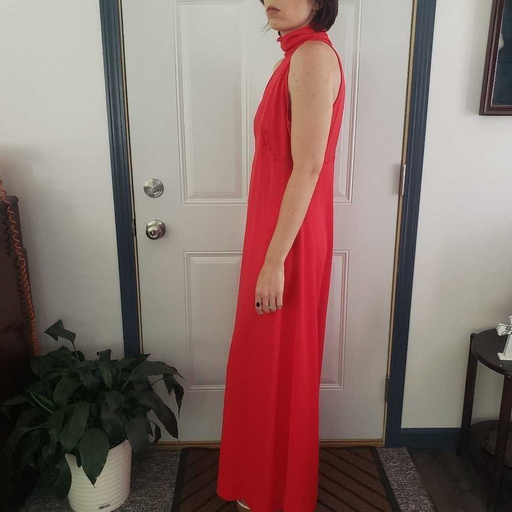 Vintage 70s Red Open Back Evening Gown - image 4