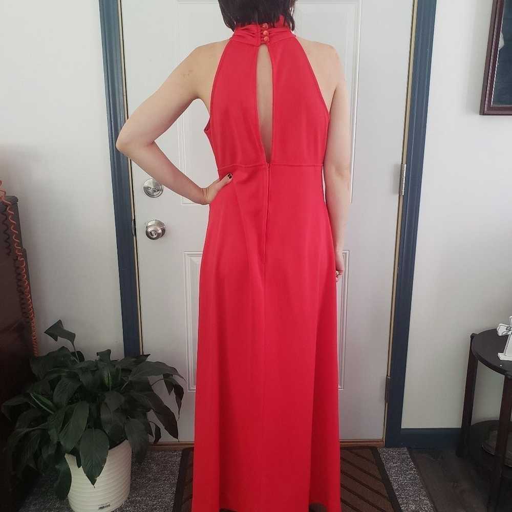 Vintage 70s Red Open Back Evening Gown - image 5