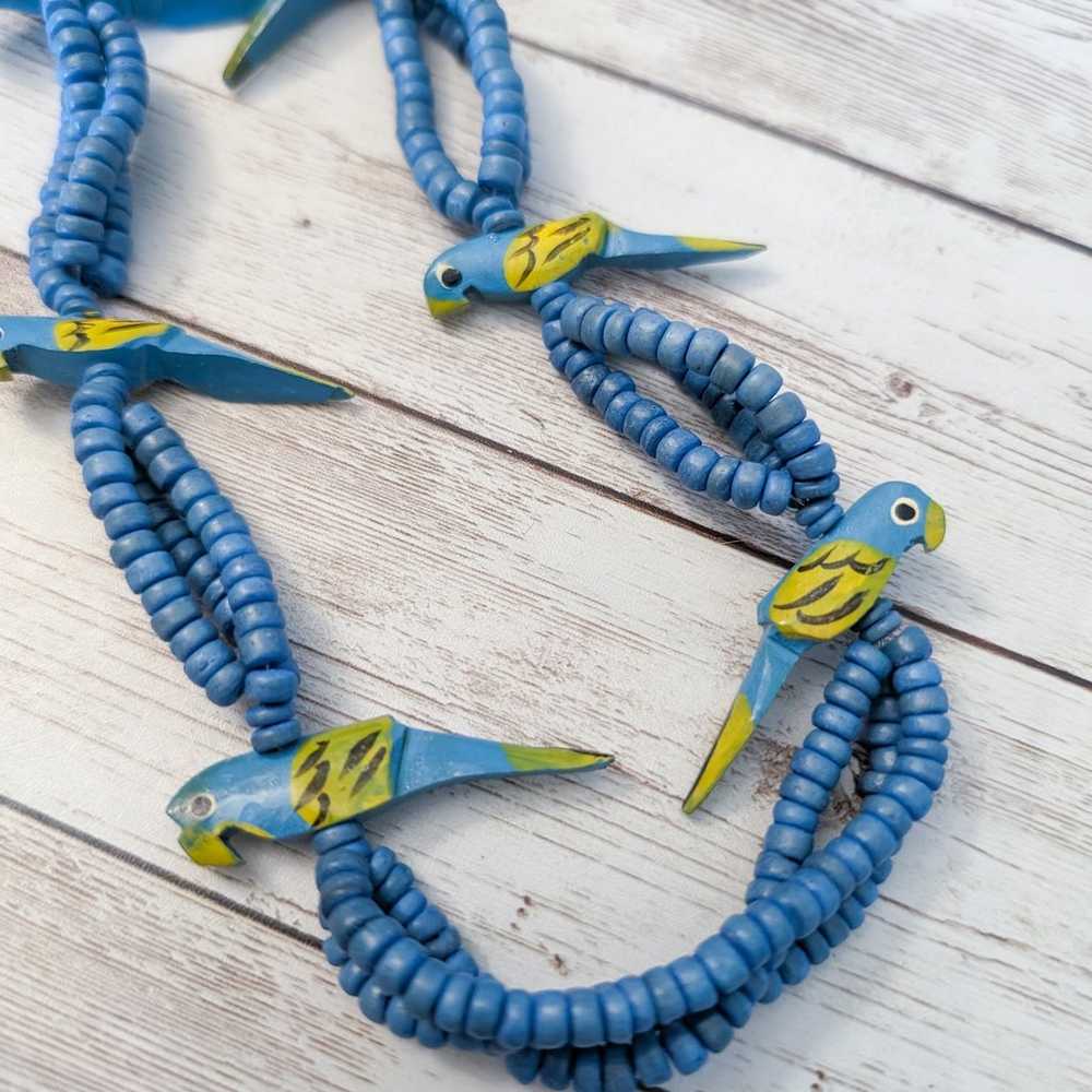 Vintage Blue Parrot Necklace - Long Necklace Stat… - image 12