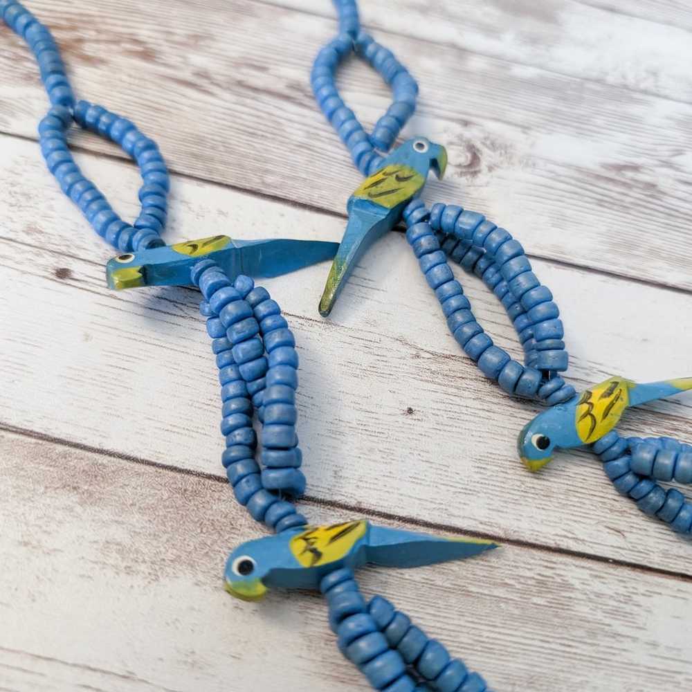 Vintage Blue Parrot Necklace - Long Necklace Stat… - image 5