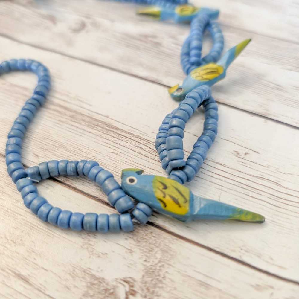 Vintage Blue Parrot Necklace - Long Necklace Stat… - image 8