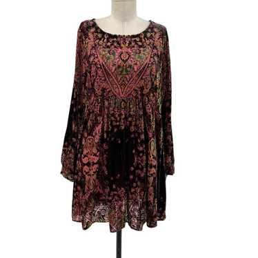 Free People Mirror Mirror Velvet Mini Dress Burgun