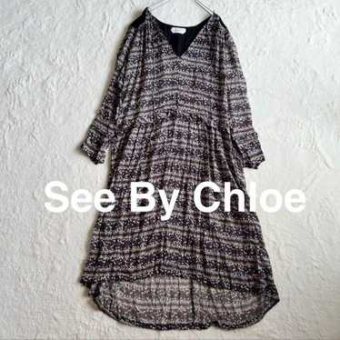 See By Chloe long sleeve long dress with all-over 