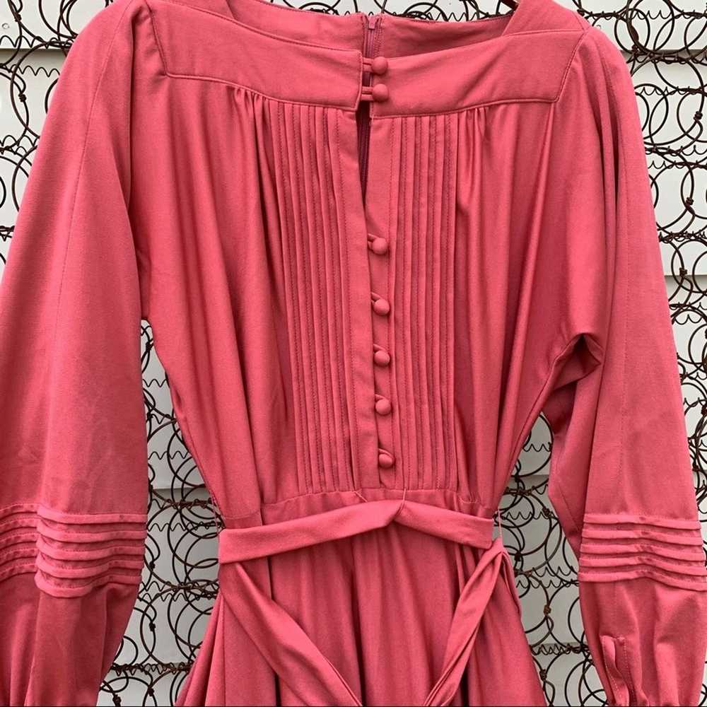 Vintage 1970s dusty pink mauve long sleeve button… - image 3