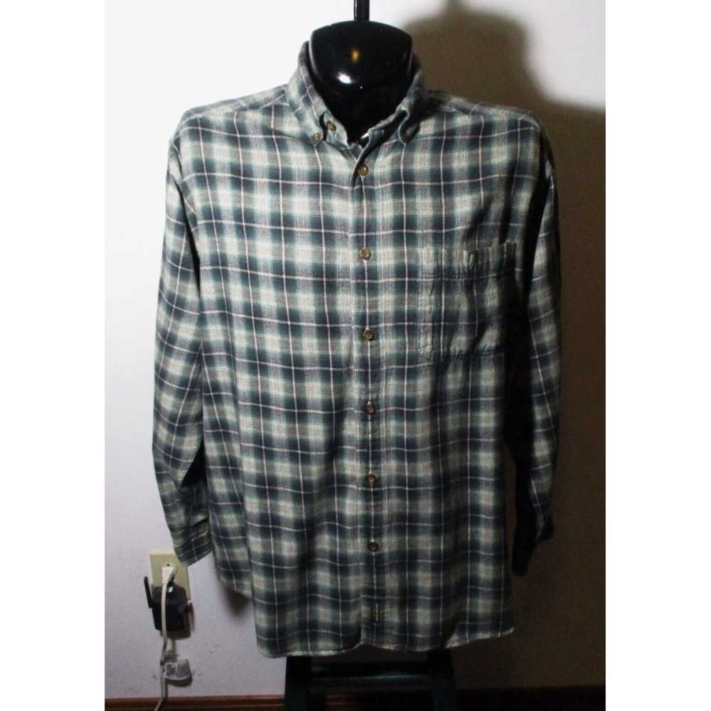 Vintage Authentic Green Cotton Flannel Long Sleev… - image 1