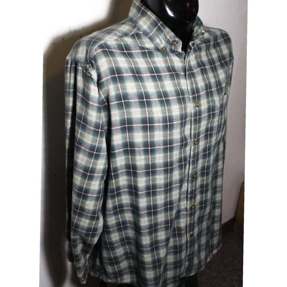 Vintage Authentic Green Cotton Flannel Long Sleev… - image 3