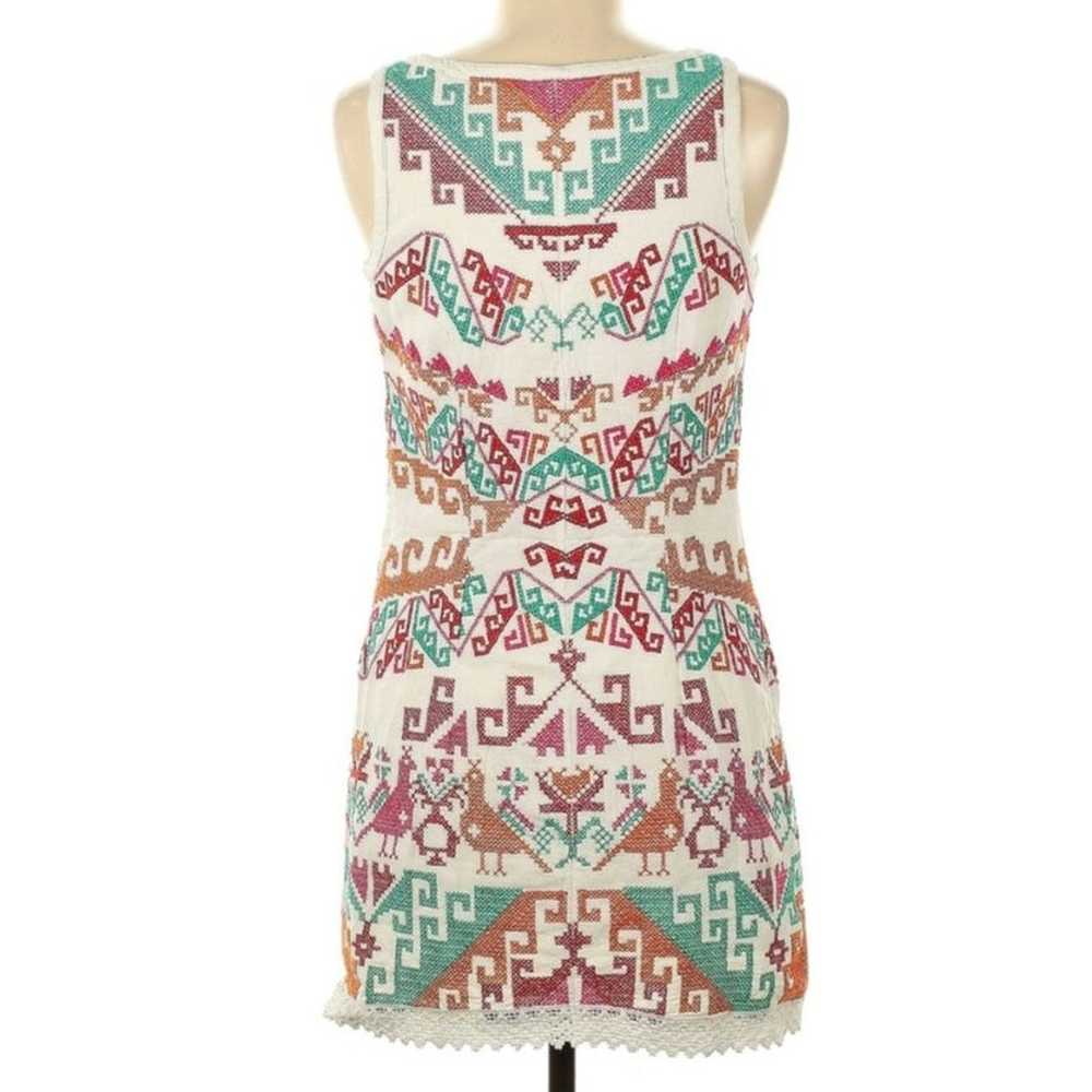 Free People White Andean Embroidered Size 6 Mini … - image 3