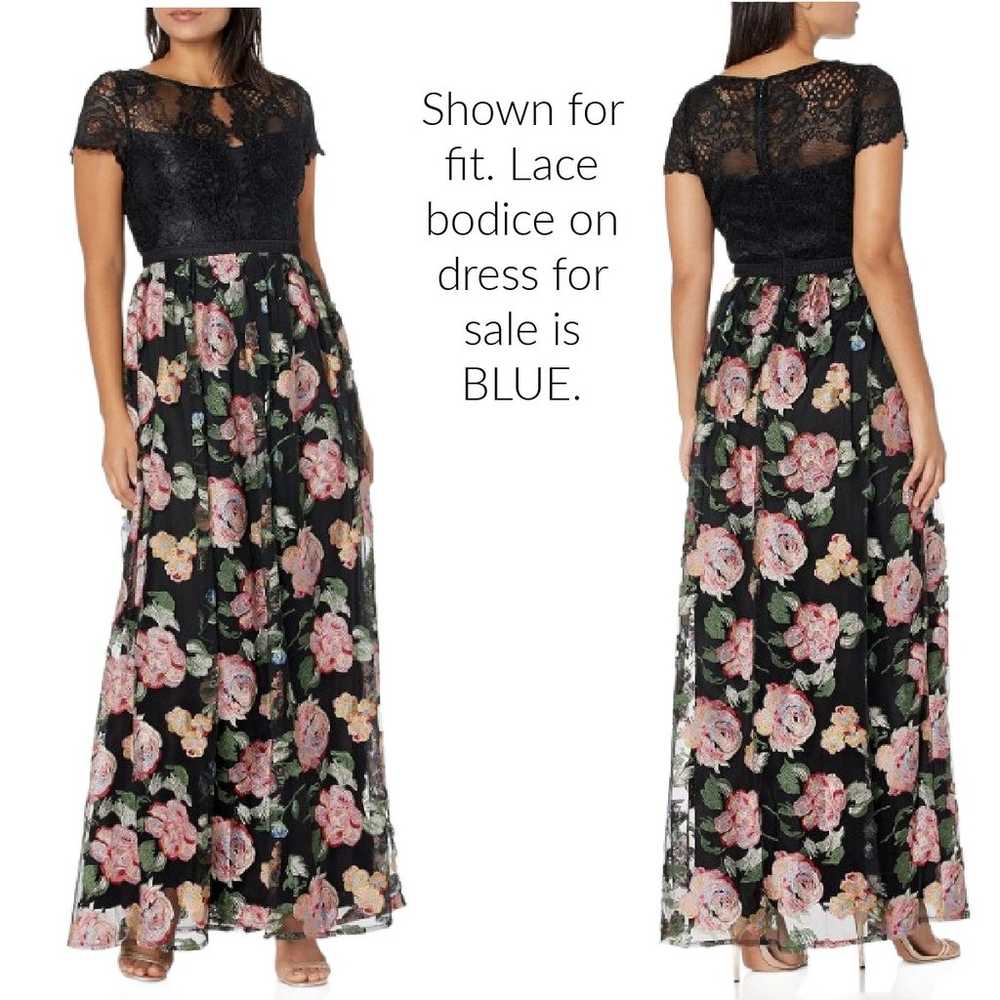 Adrianna Papell Embroidered Floral Lace Maxi Dres… - image 2