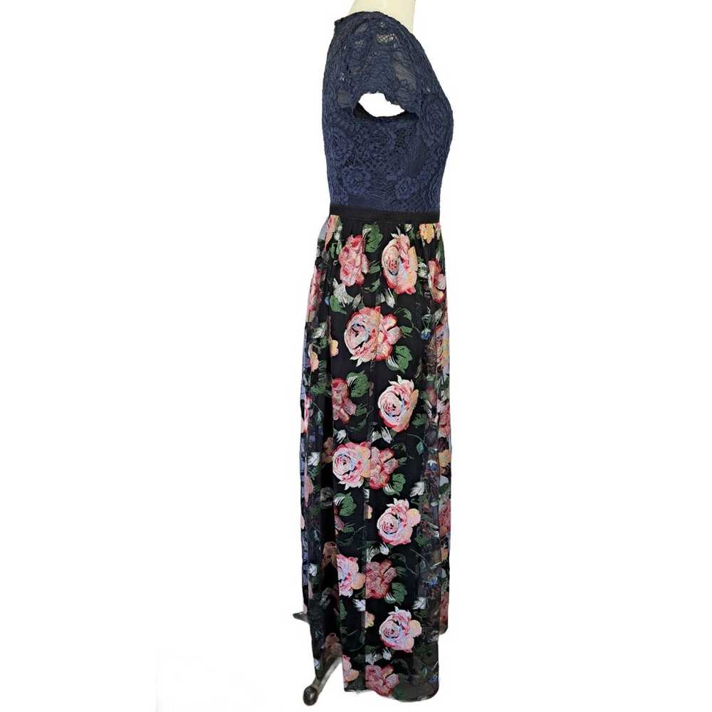 Adrianna Papell Embroidered Floral Lace Maxi Dres… - image 4