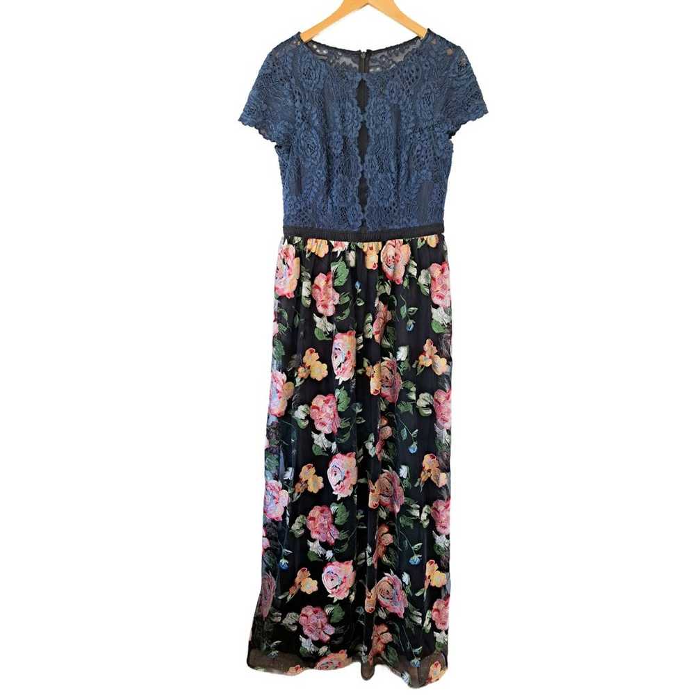 Adrianna Papell Embroidered Floral Lace Maxi Dres… - image 7