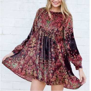 Free People Mirror Mirror Brocade Velour Small Lon