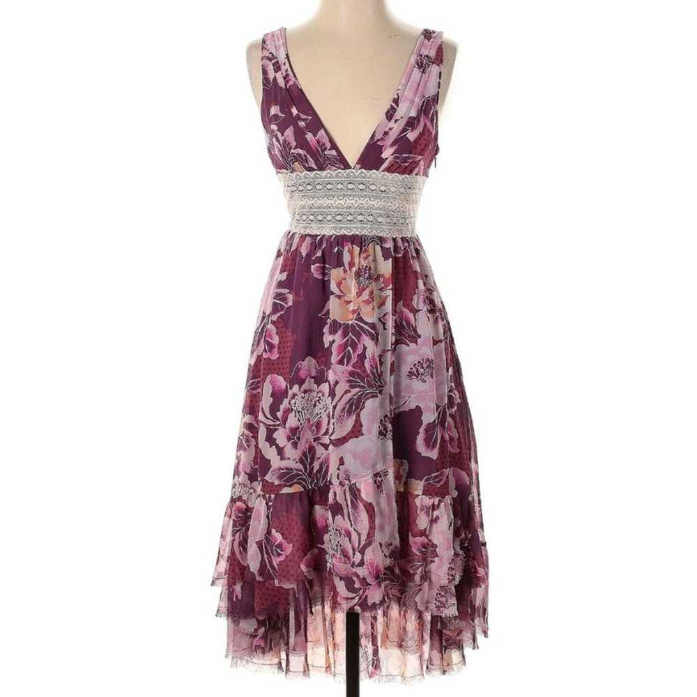 Free People Floral Chiffon High Low Size 10 Pink … - image 2