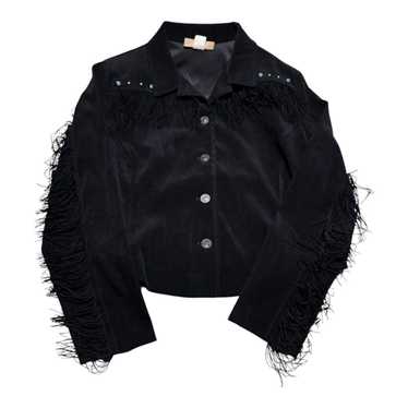 Vintage Vintage New Frontier Black Suede Fringe J… - image 1