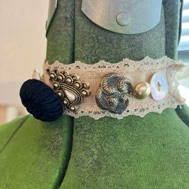 vintage 1990s victorian style button choker cotta… - image 1