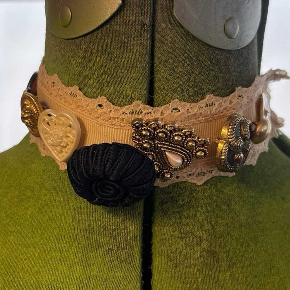 vintage 1990s victorian style button choker cotta… - image 2