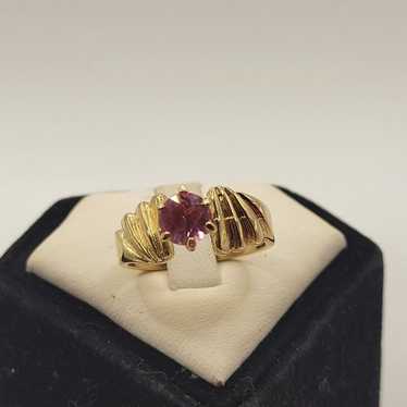 Vintage gold tone pink Rhinestone Ring