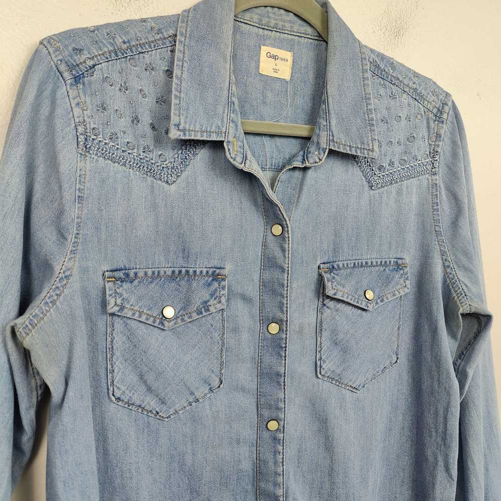 Gap Vintage Gap Pearl Snap Shirt Womens Large Lig… - image 6