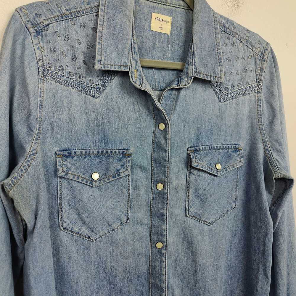 Gap Vintage Gap Pearl Snap Shirt Womens Large Lig… - image 7