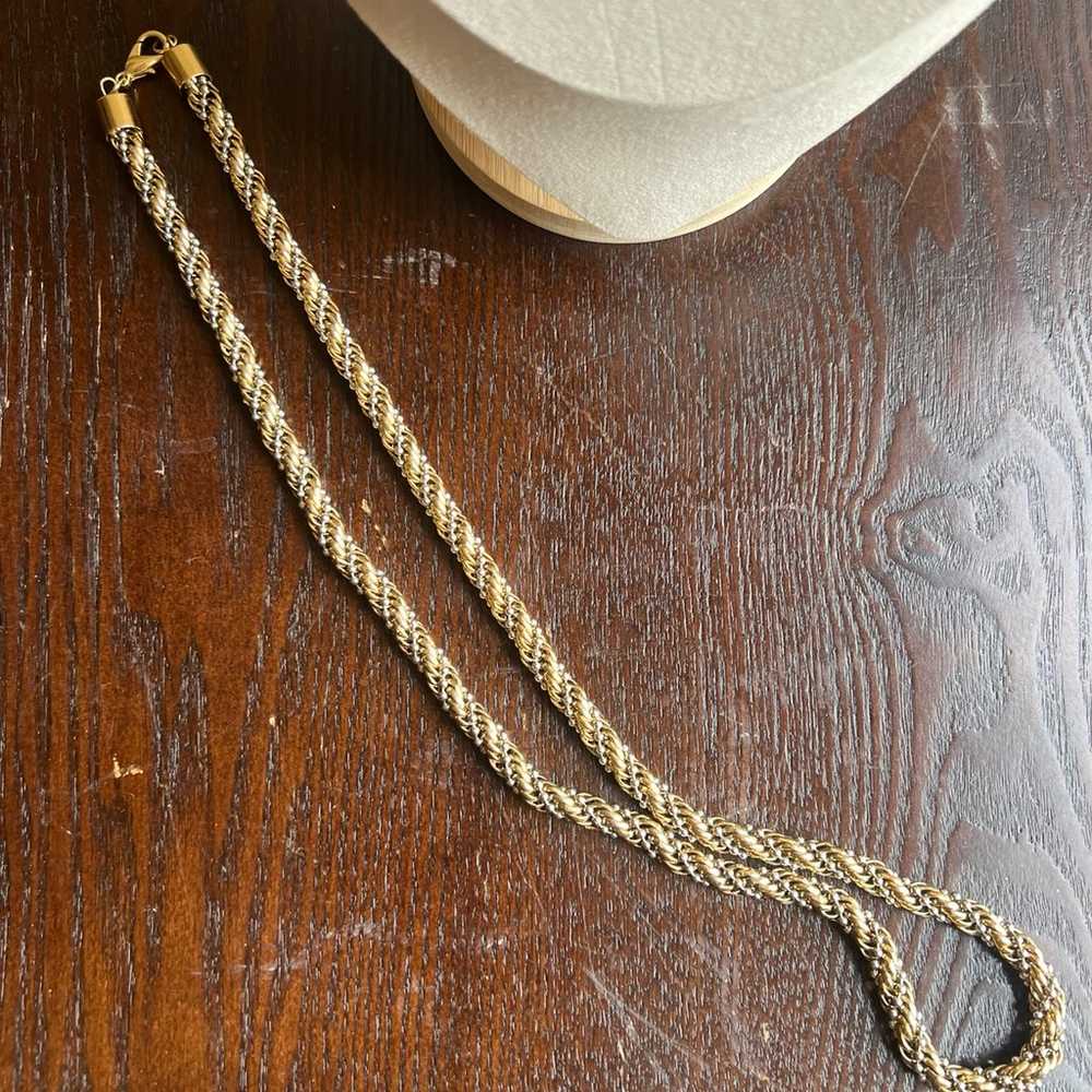 Vintage gold and silver tone twist necklace - image 2