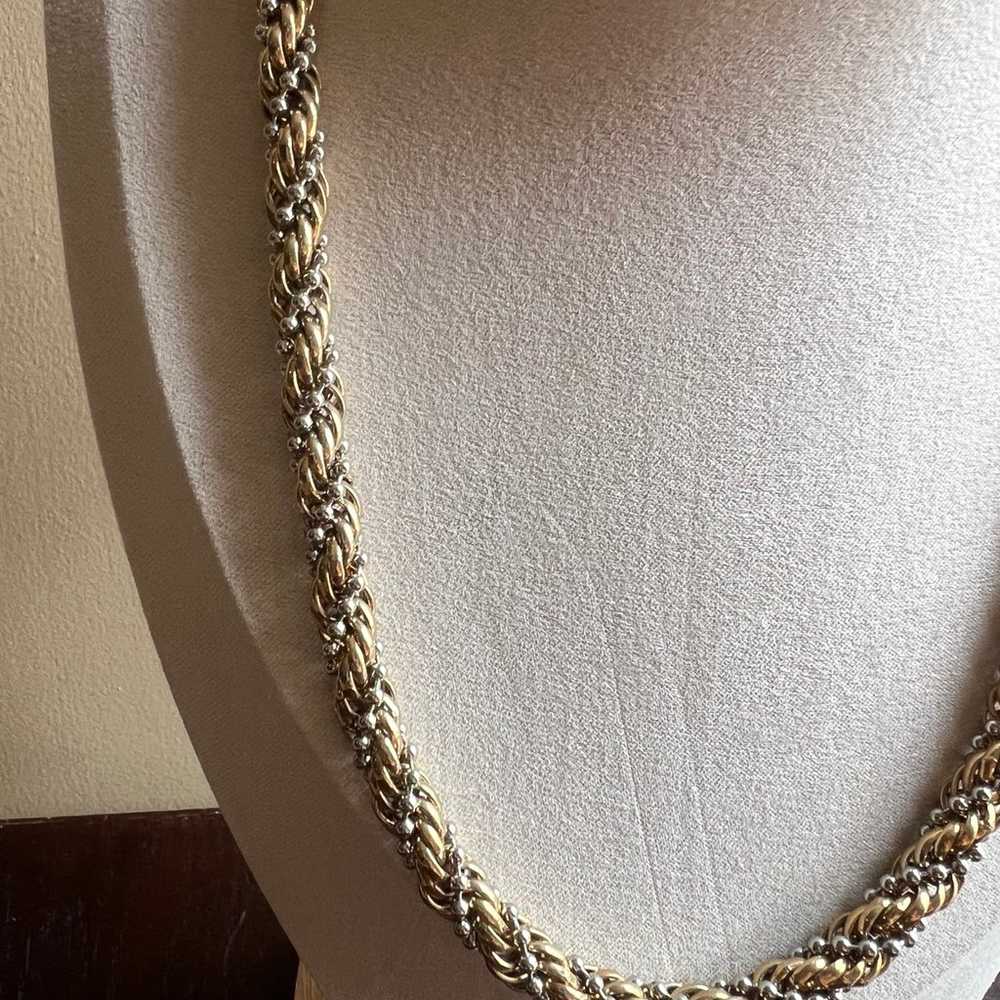 Vintage gold and silver tone twist necklace - image 4