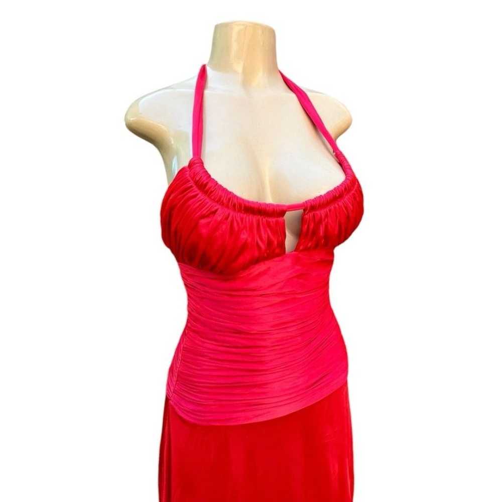 Vintage 90’s Cache Red Halter Cocktail Holiday Pa… - image 5