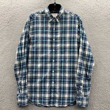 J.Crew Authentic White and Navy Blue Madras Plaid… - image 1