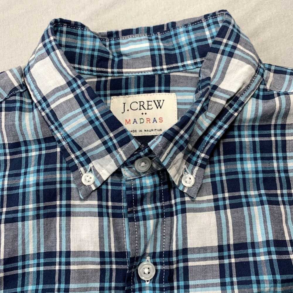 J.Crew Authentic White and Navy Blue Madras Plaid… - image 5