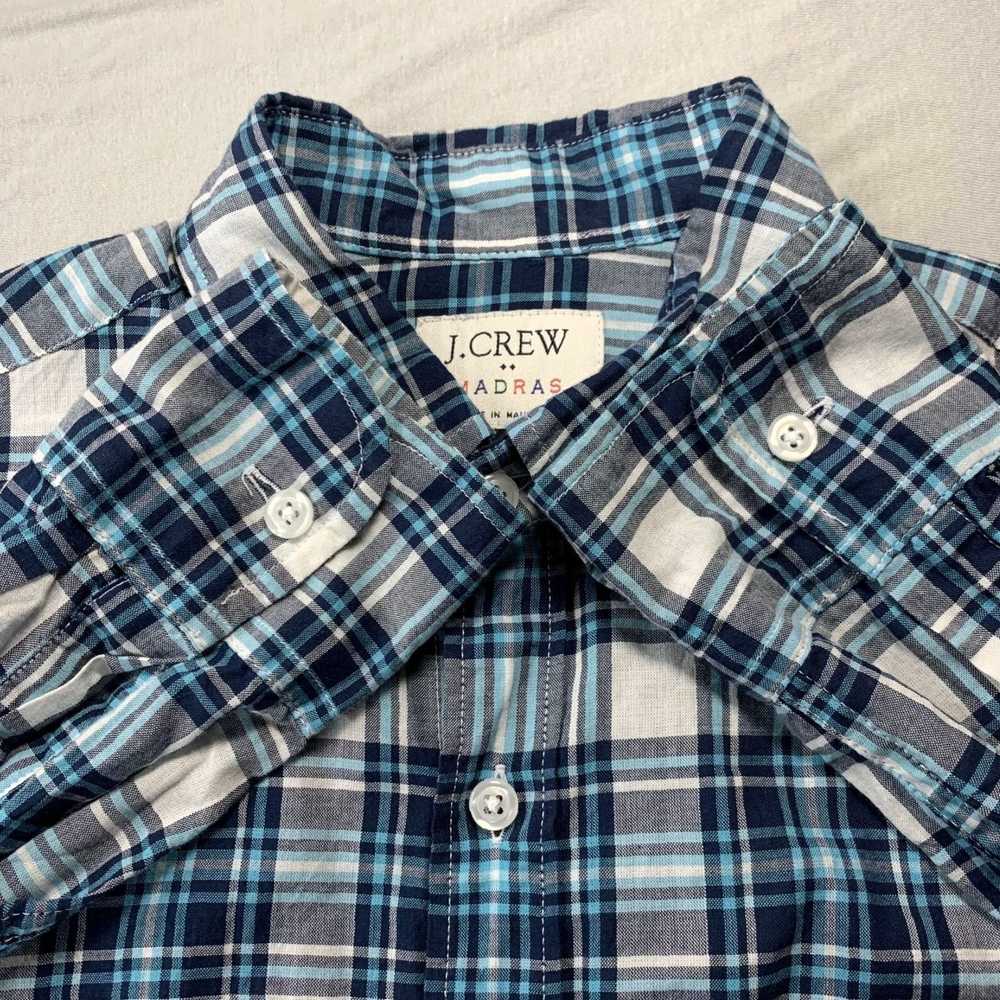 J.Crew Authentic White and Navy Blue Madras Plaid… - image 6