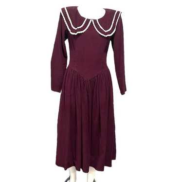 Jessica McClintock Gunne Sax 80s wine color cordu… - image 1