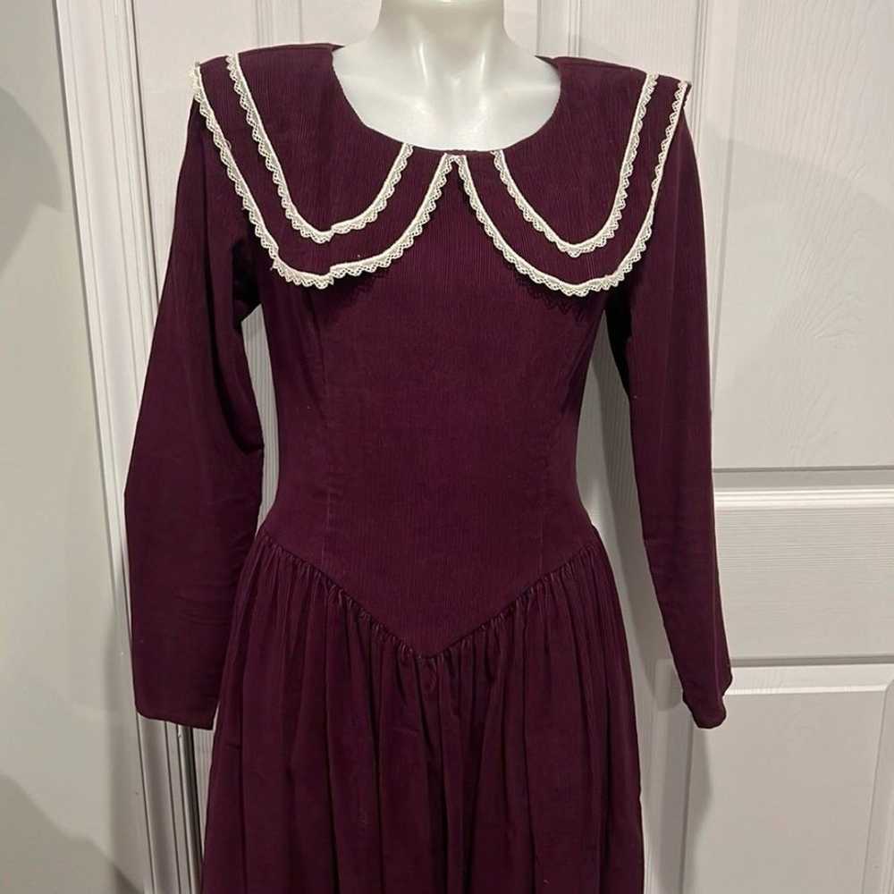 Jessica McClintock Gunne Sax 80s wine color cordu… - image 3