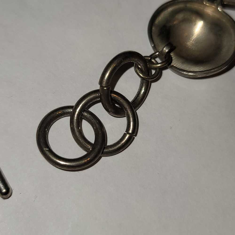 Vintage Silvertone necklace toggle clasp Discs ha… - image 4