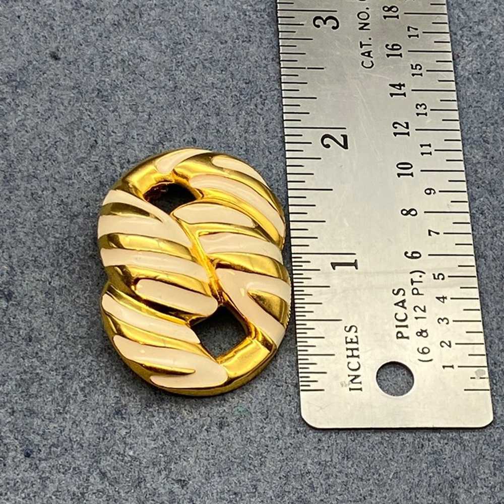 Anne Klein Knot Brooch Pin 2 In Gold White Enamel… - image 9