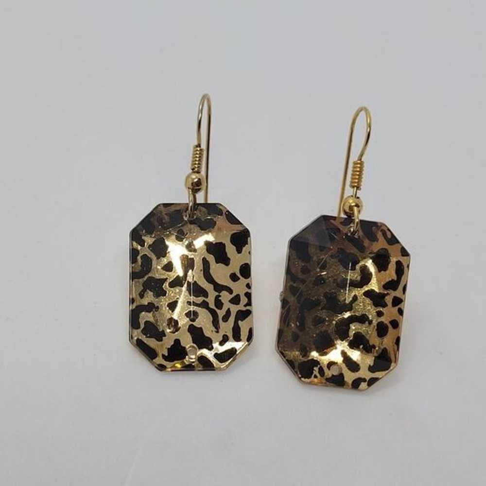 Vintage Cheetah print dangle earrings - image 1