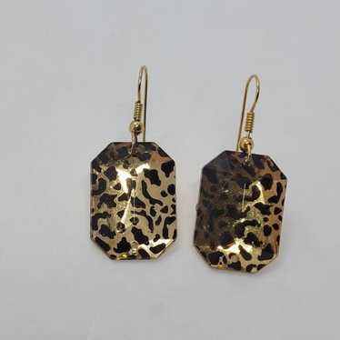 Vintage Cheetah print dangle earrings - image 1