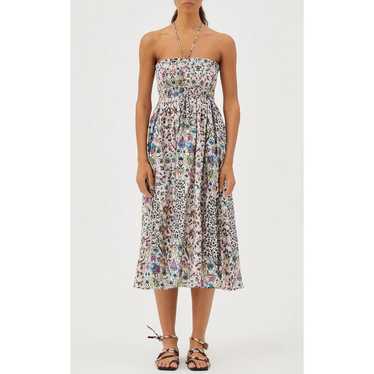 Maria Cher Selva Silver & Blue Floral Print Midi D