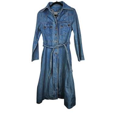 Vintage 1970s Militaires Equipements Lined Denim Duster sale Jacket Dress 32