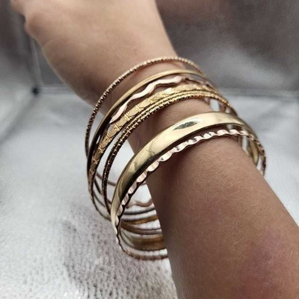 Vintage 90’s Boho Bangle Bracelet Set / Lot Of 7 - image 2