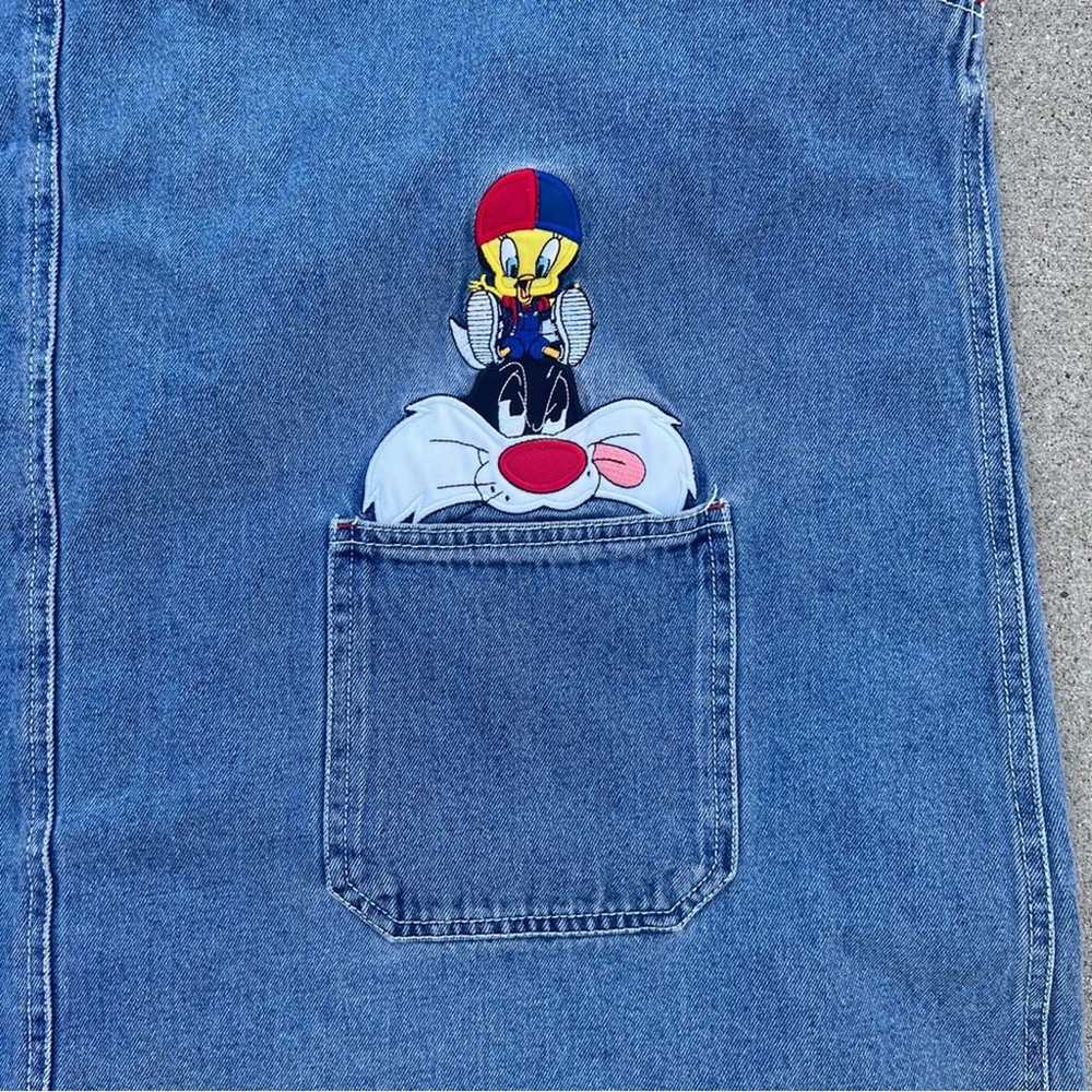 90s Y2K Tweety Bird Sylvester Cat embroidered den… - image 2