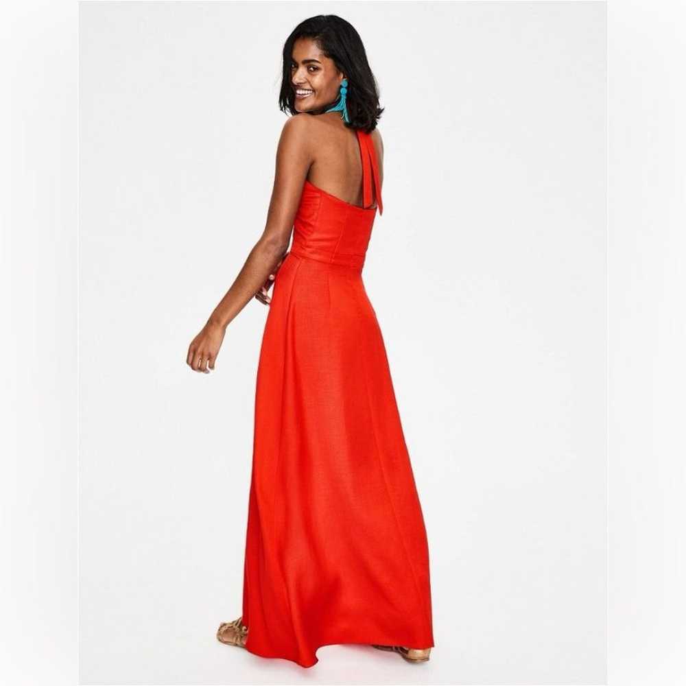 Boden Maxi Halter Dress “Red Pop Kiera” Linen Ble… - image 4