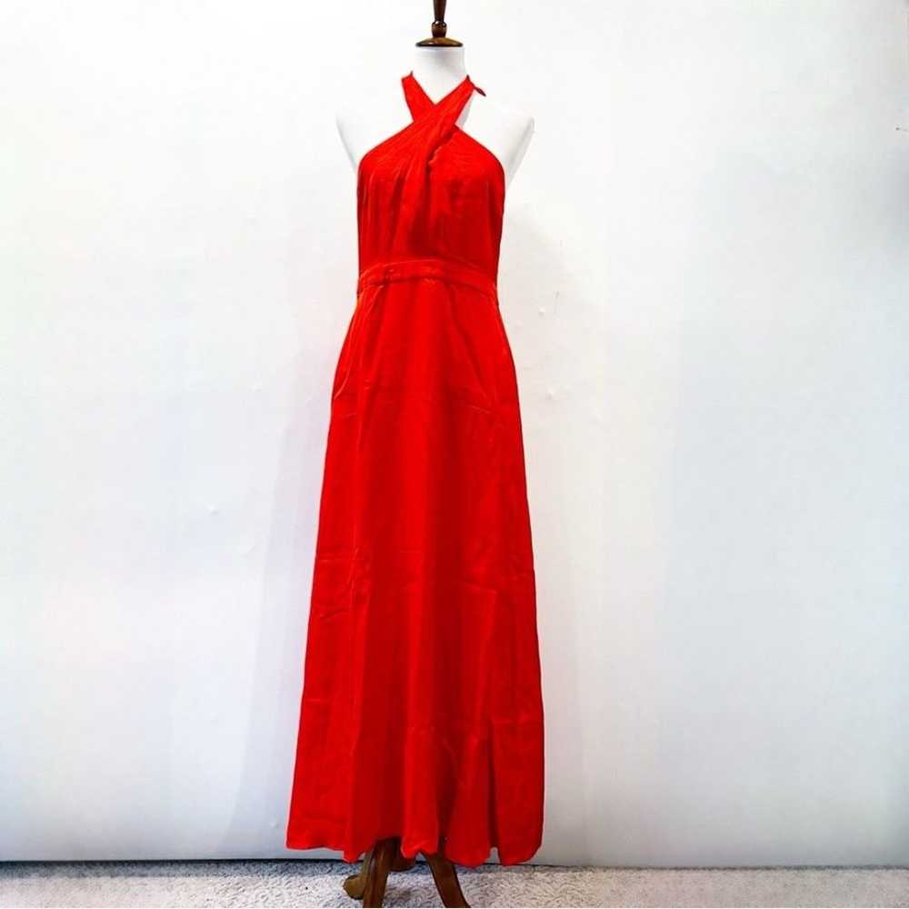 Boden Maxi Halter Dress “Red Pop Kiera” Linen Ble… - image 7