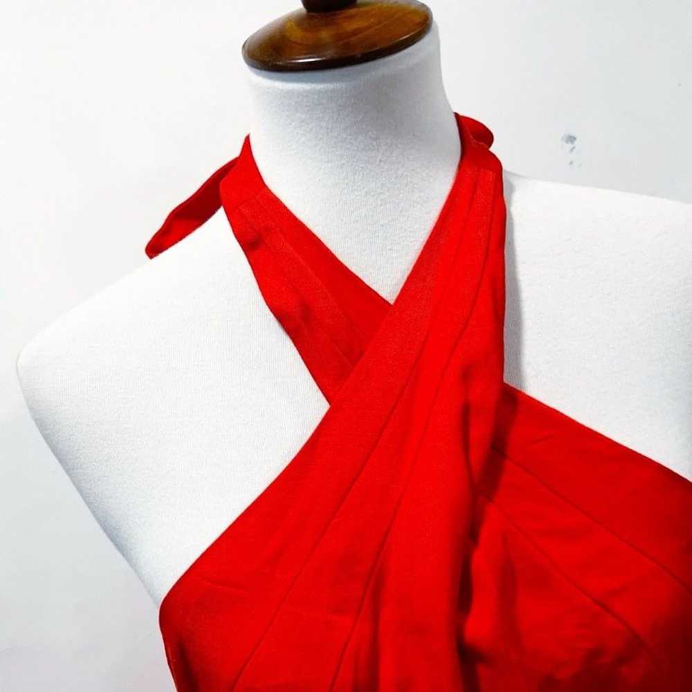 Boden Maxi Halter Dress “Red Pop Kiera” Linen Ble… - image 9