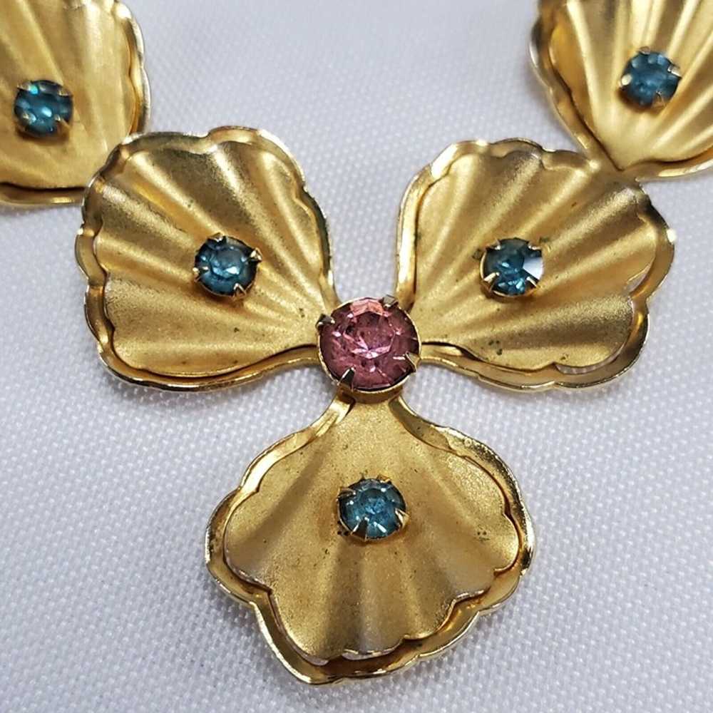 VTG 1950's Bugbee & Niles Gold Toned Flower Neckl… - image 10