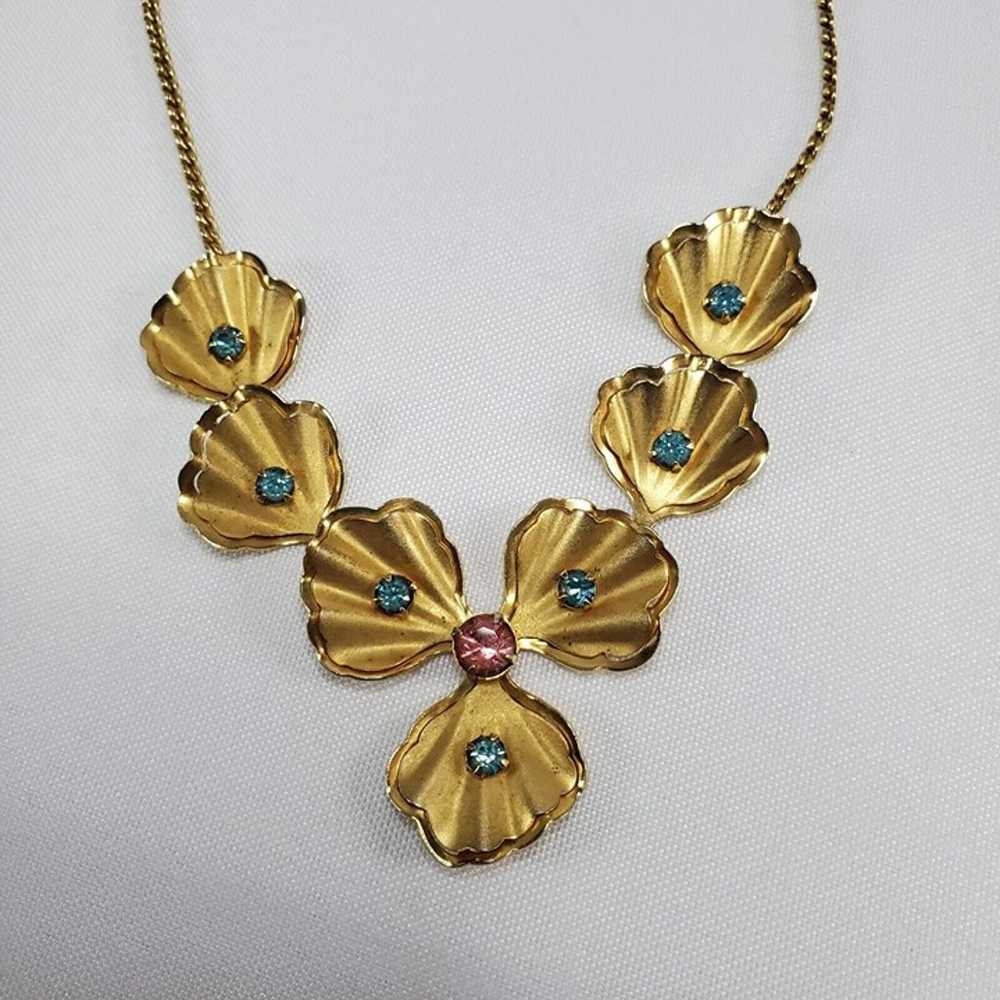 VTG 1950's Bugbee & Niles Gold Toned Flower Neckl… - image 9