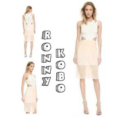 Ronny Kobo Janine dress in bone.  Textured cut out