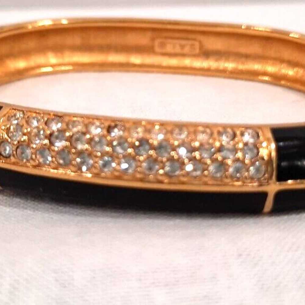 Vintage Hinged Bracelet Swarovski SAL Goldtone Cl… - image 4